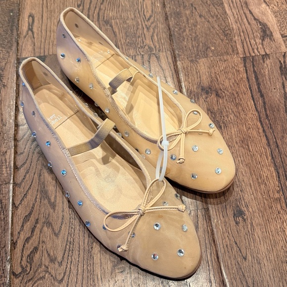 Jeffrey Campbell Releve Mary Jane Ballet Flats 8.5 Mesh Crystal Embellished NEW - Picture 5 of 11